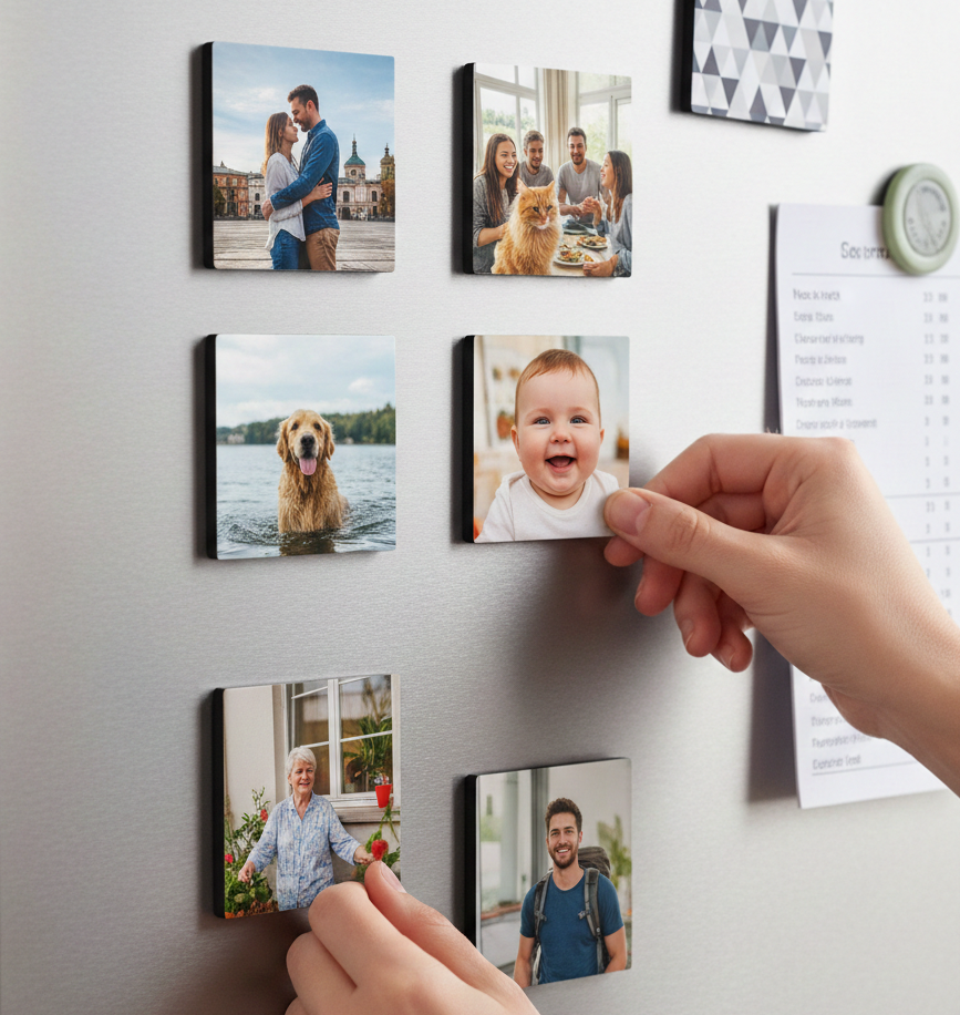 Custom photo magnets Custom photo fridge magnets made from personal photos.